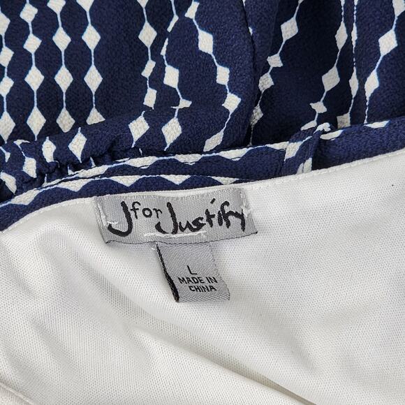 J for Justify White Spaghetti Strap & Navy Romper Shorts Set Women's Size L - Picture 6 of 9